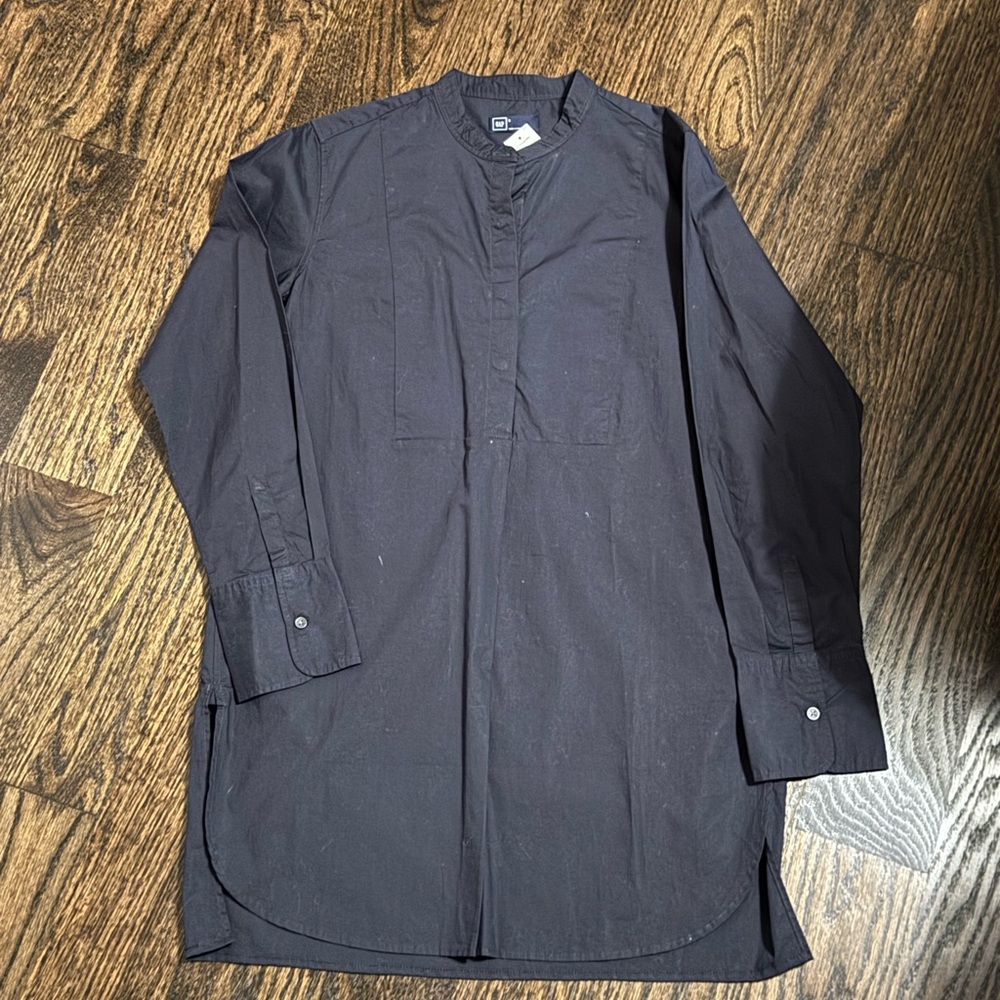 NWT GAP Navy Blue Bib Shirt Button-Up Tunic, Size Small 100% Cotton